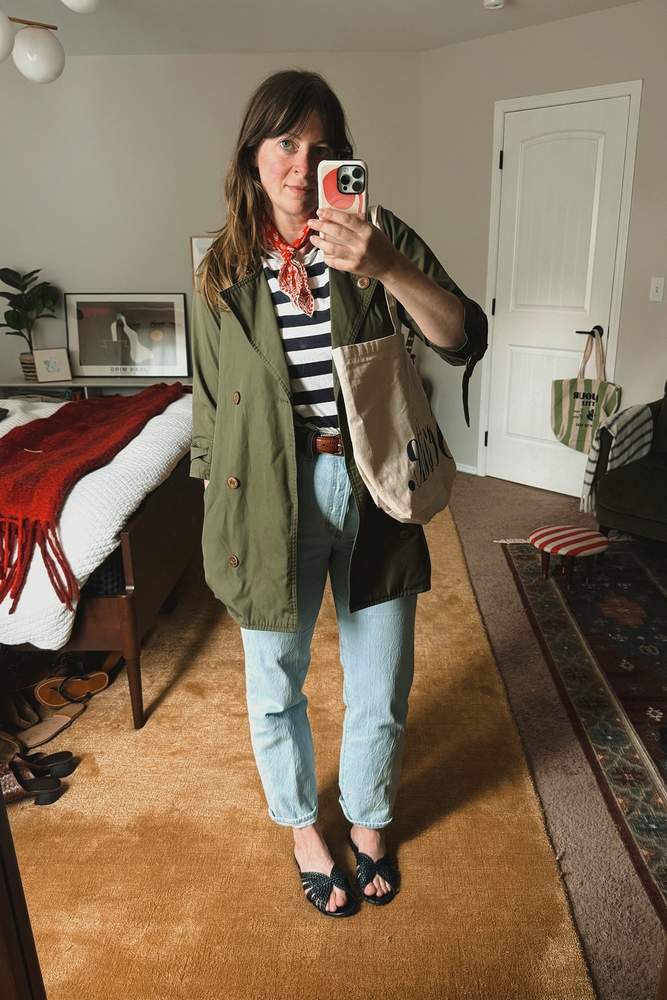 NicoleGregory's fit featuring Hand Crafted, Madewell, Levi's, Sezane, NA NIN