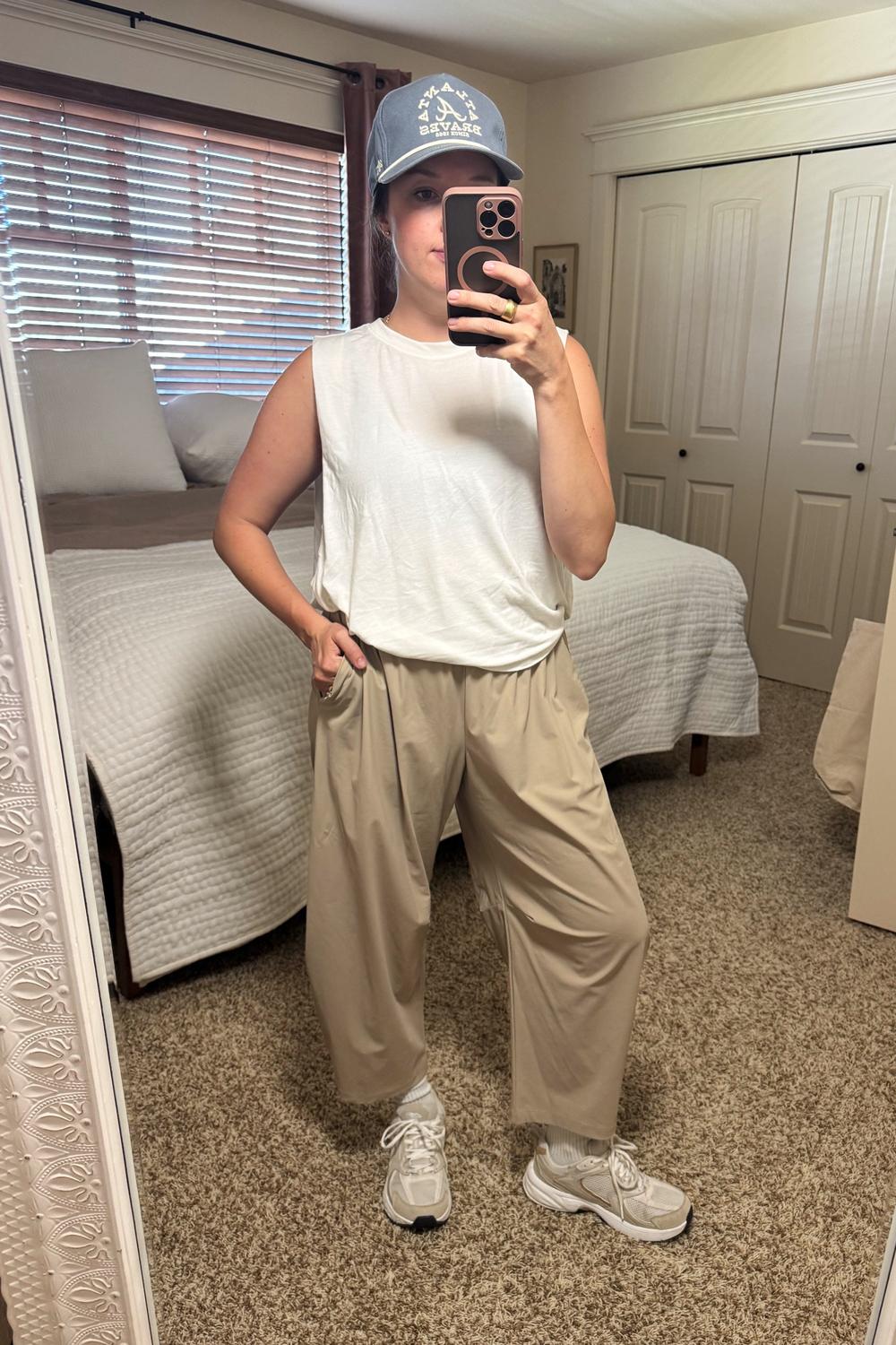 Post featuring High-Waisted SleekTech Barrel Ankle Pants