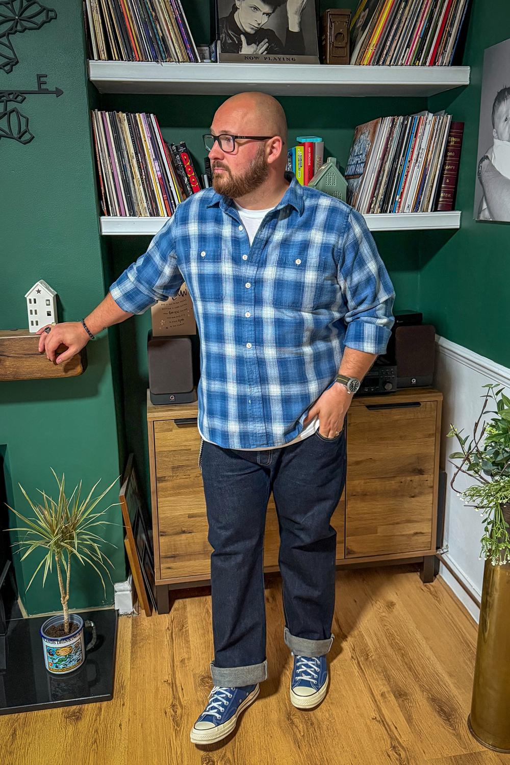 Post featuring Albiate Washed Indigo Ombre Country Plaid Shirt