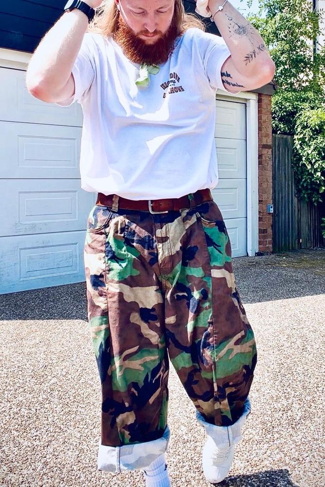 FlynnFits's fit featuring No Brand, Ray-Ban, High Dive Apparel HDA, Reclaimed Vintage, Palladium
