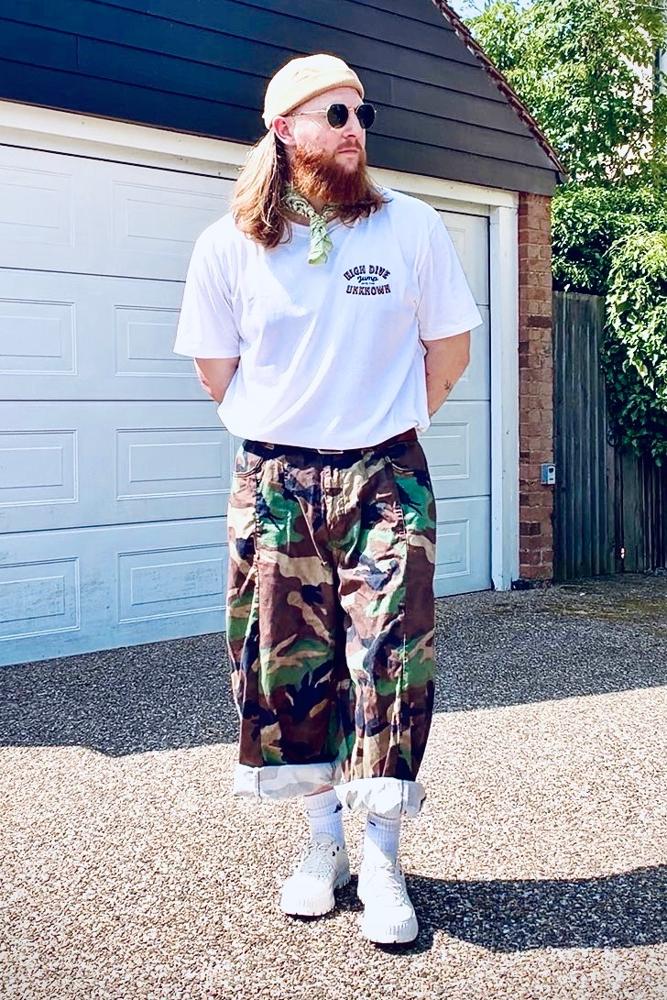 FlynnFits's fit featuring No Brand, Ray-Ban, High Dive Apparel HDA, Reclaimed Vintage, Palladium