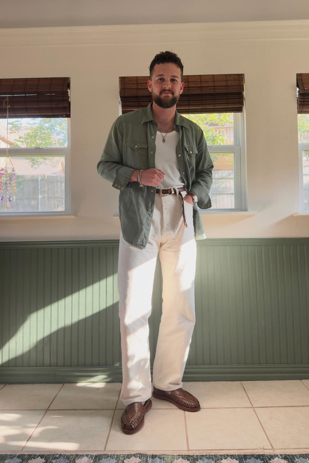 Post featuring Cowboy Grass Draped Linen Rancher Shirt