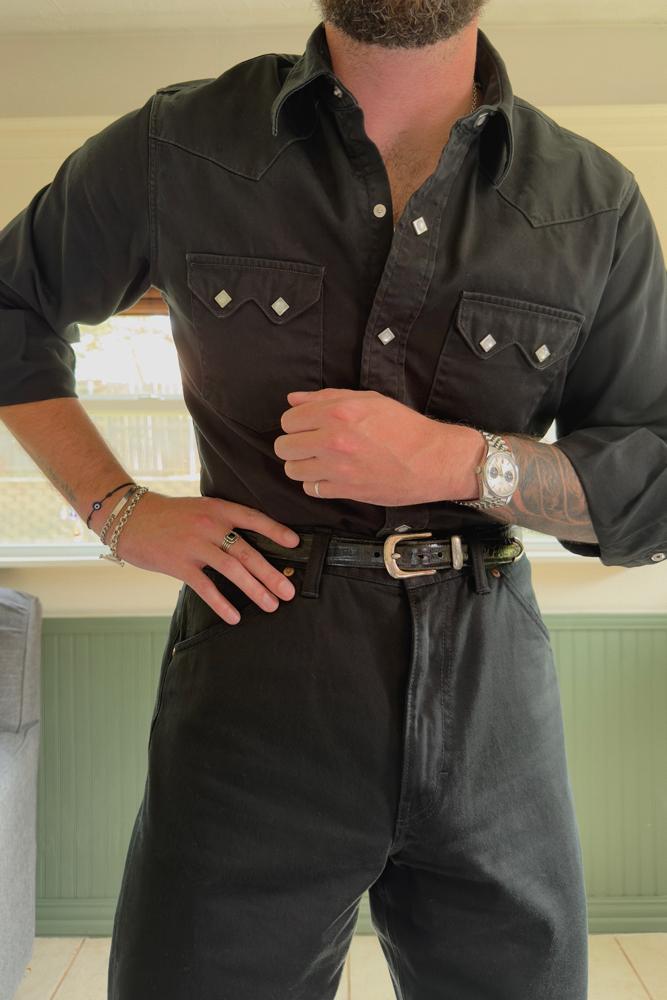 dressedtoamuse's fit featuring Lee, Trafalgar, Dan Post, Maen
