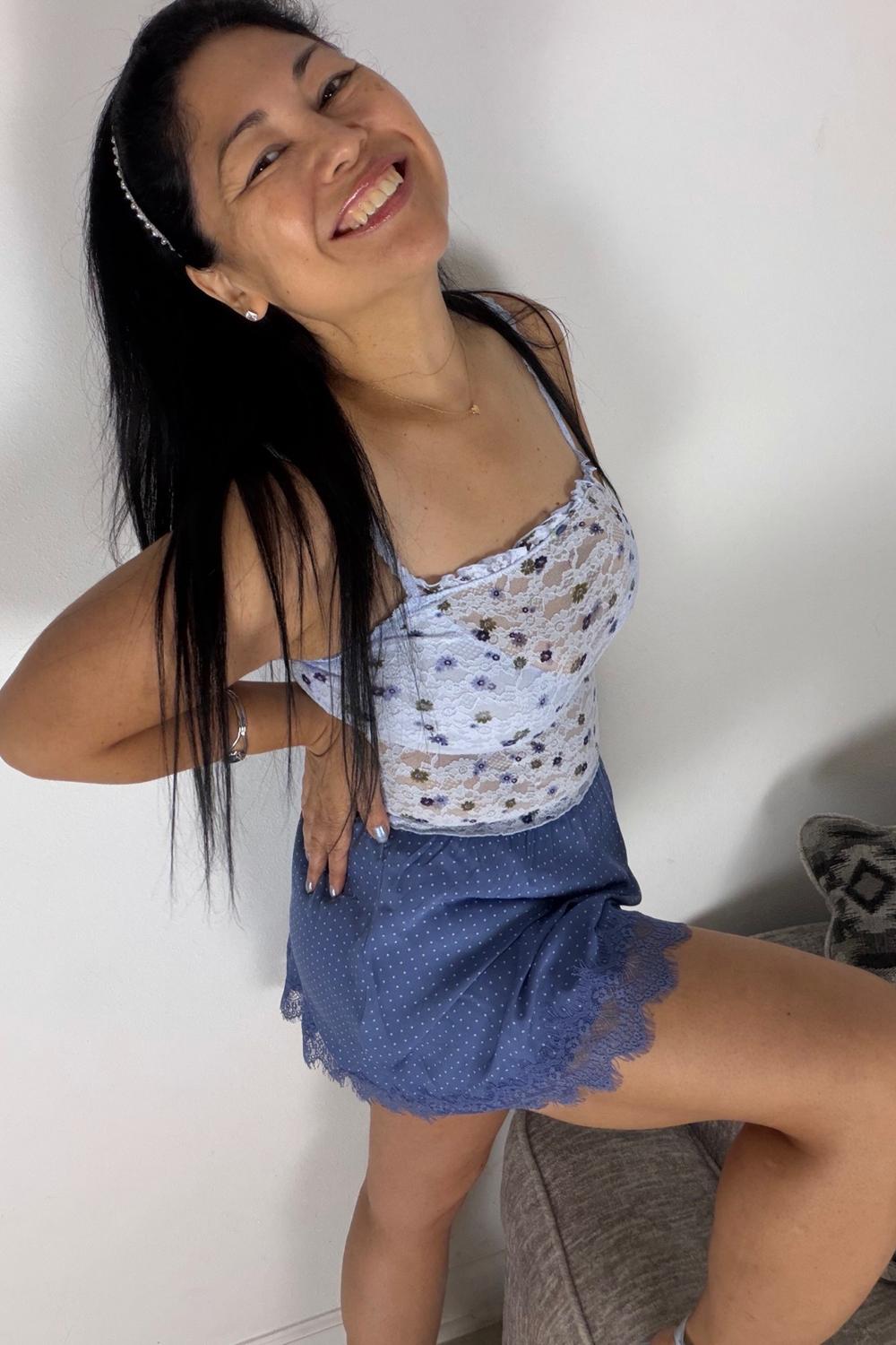 Post featuring Show Off Vintage Lace Bra Top Women's Eyelet Blue XXS