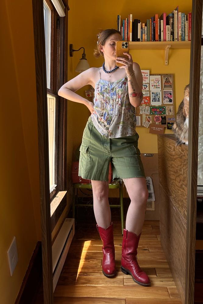 thriftbee's fit featuring Justin Boots, No Brand, Maeve, Madewell