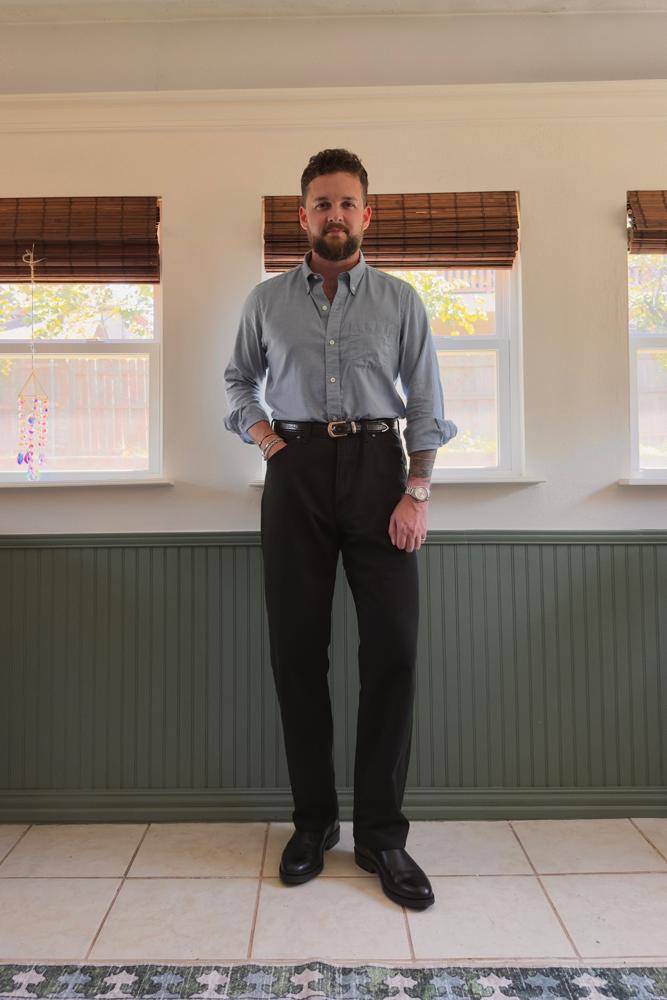 dressedtoamuse's fit featuring Buck Mason, Lee, Trafalgar, Grant Stone, Longines